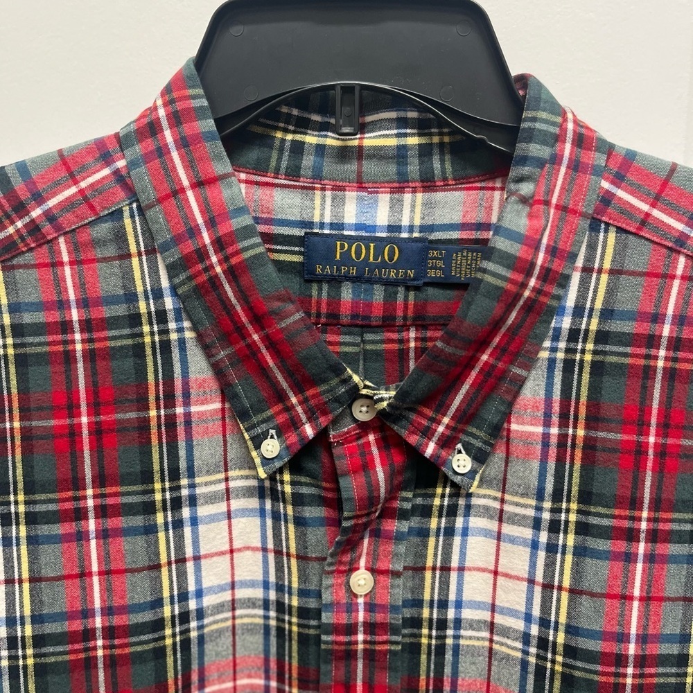 Polo Ralph Lauren 3XLT Brushed Oxford Plaid Shirt Big & Tall 3X TALL NWT - Picture 4 of 12